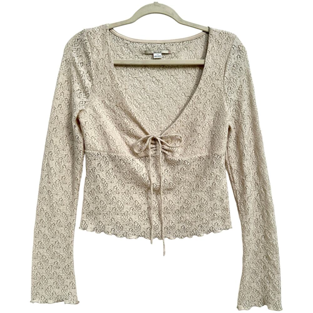 UO Kimchi Blue Quinn Lace Long Sleeve Top cream y2k babydoll whimsigoth Large